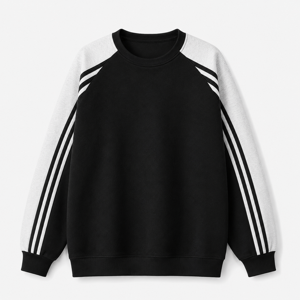 VAREN FORM 380g Colorblock Stripe Sleeve Sweatshirt black product front