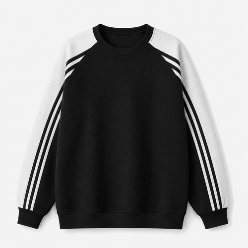 VAREN FORM 380g Colorblock Stripe Sleeve Sweatshirt black product front
