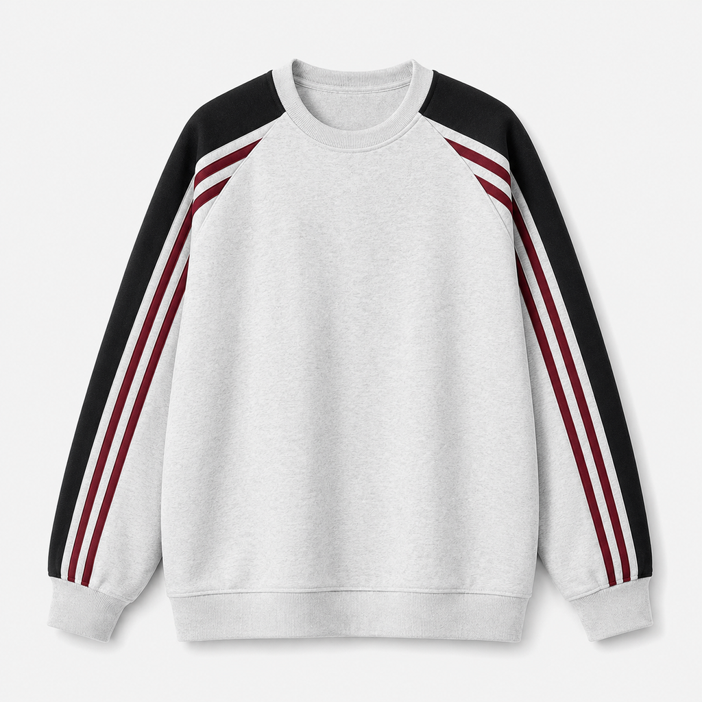 VAREN FORM 380g Colorblock Stripe Sleeve Sweatshirt white product front