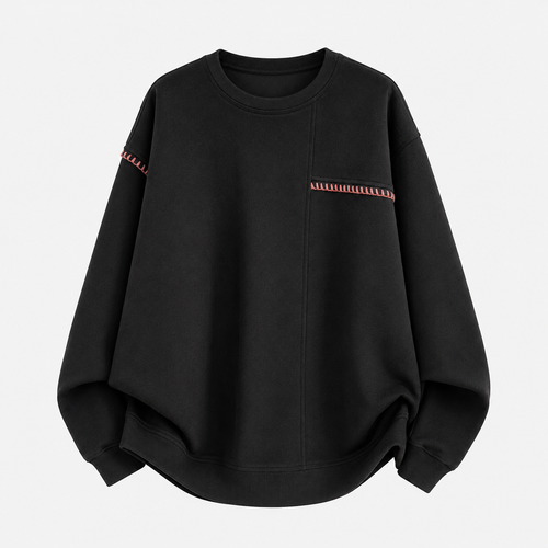 VAREN FORM 380g Embroidered Crewneck Sweatshirt black product front