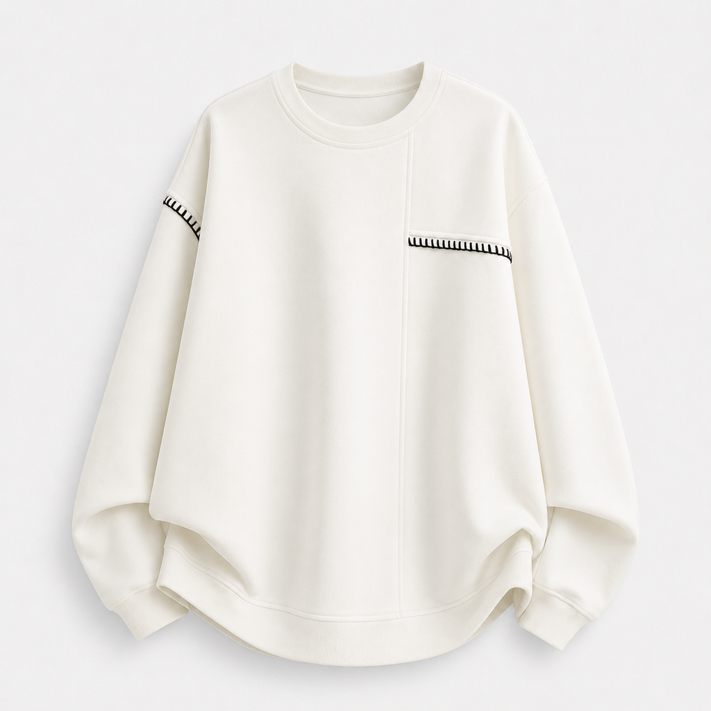 VAREN FORM 380g Embroidered Crewneck Sweatshirt white product front