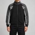 VAREN FORM Colorblock Tape Stand Collar Sweatshirt Jacket black charcoal model front
