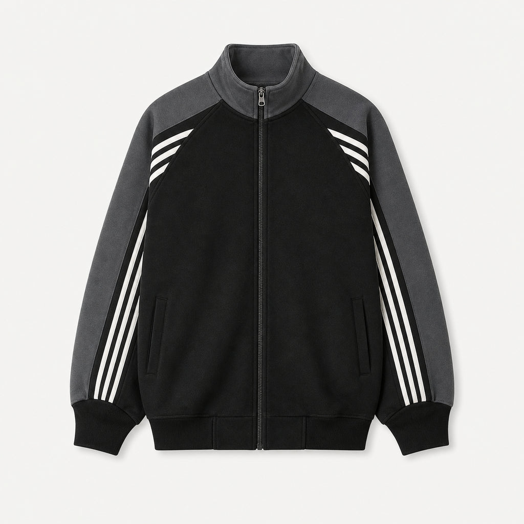 VAREN FORM Colorblock Tape Stand Collar Sweatshirt Jacket black charcoal product front
