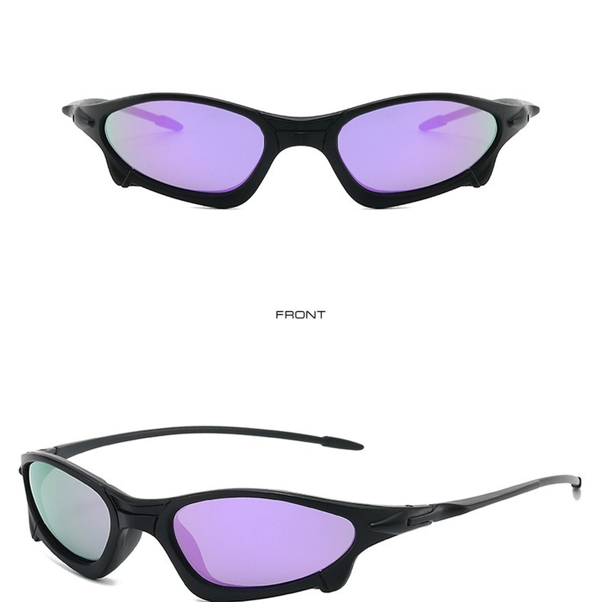 Cyberpunk Mirrored Wraparound Sunglasses - purple lens product view