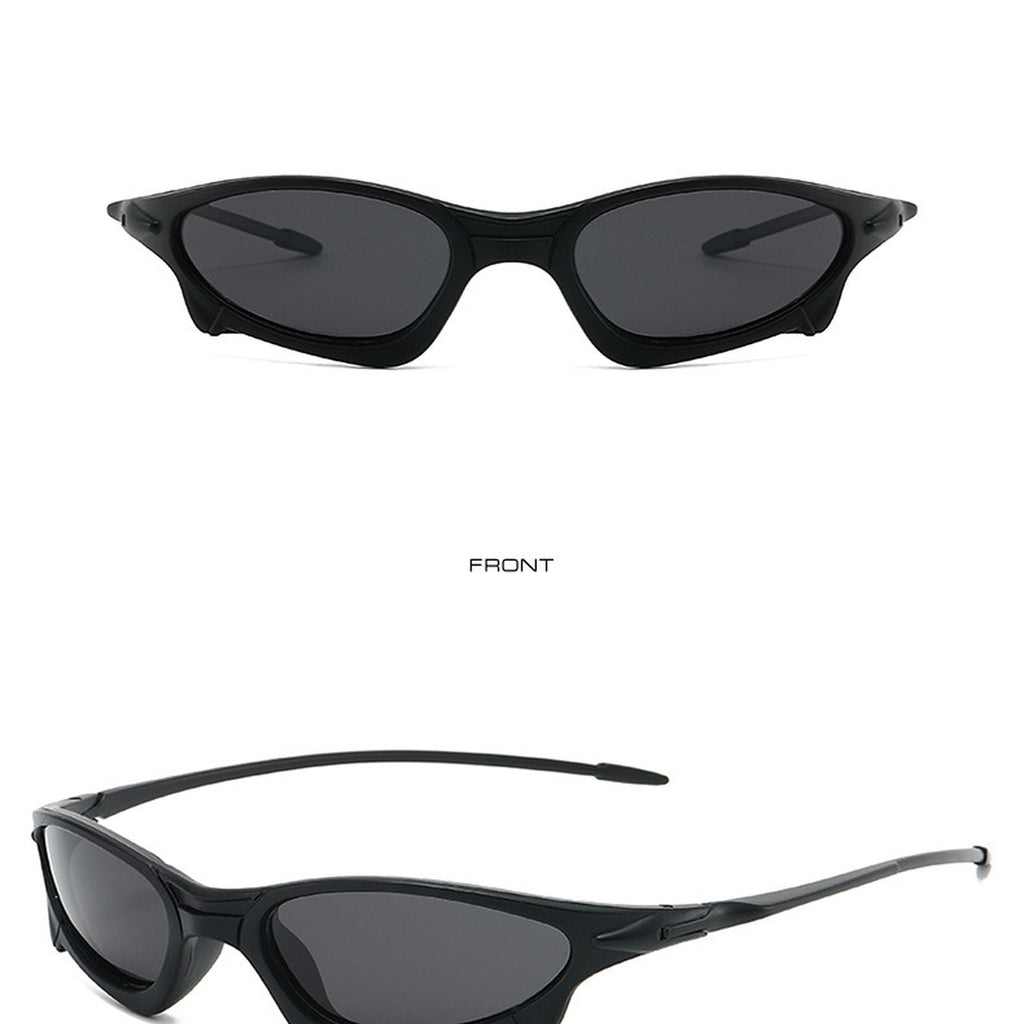 Cyberpunk Mirrored Wraparound Sunglasses - black lens product view