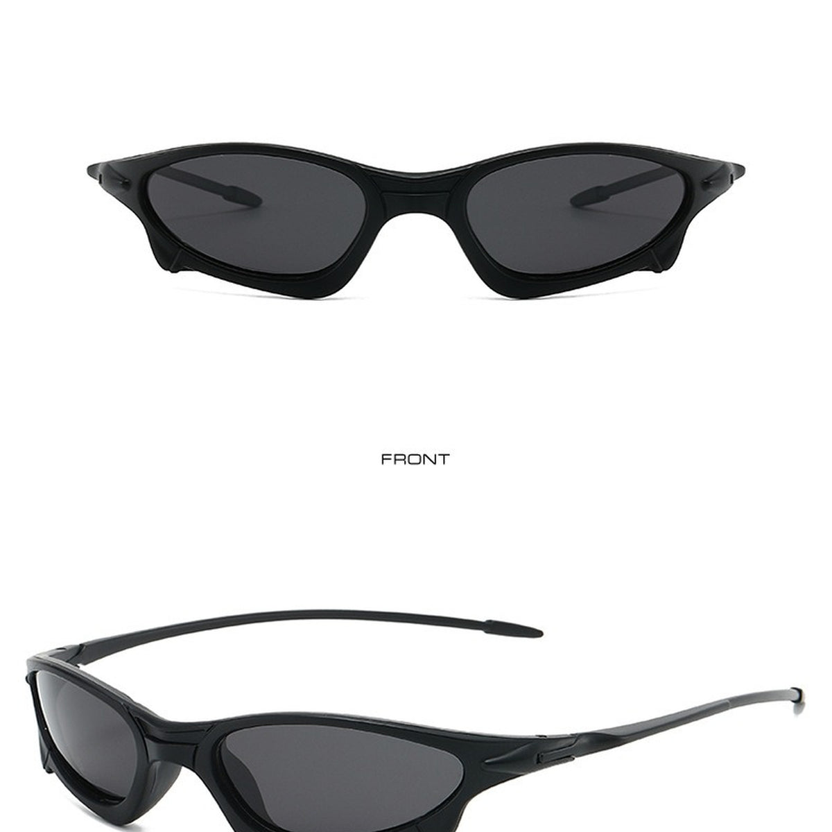 Cyberpunk Mirrored Wraparound Sunglasses - black lens product view