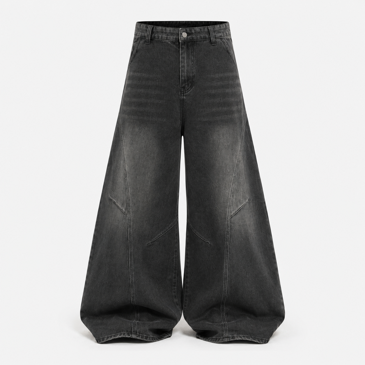VAREN FORM Deconstructed Curved Wide-Leg Jeans washed black product front
