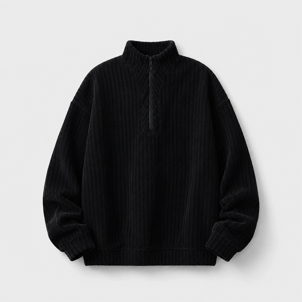 VAREN FORM Deconstructed Half-Zip Oversized Sweatshirt black product front