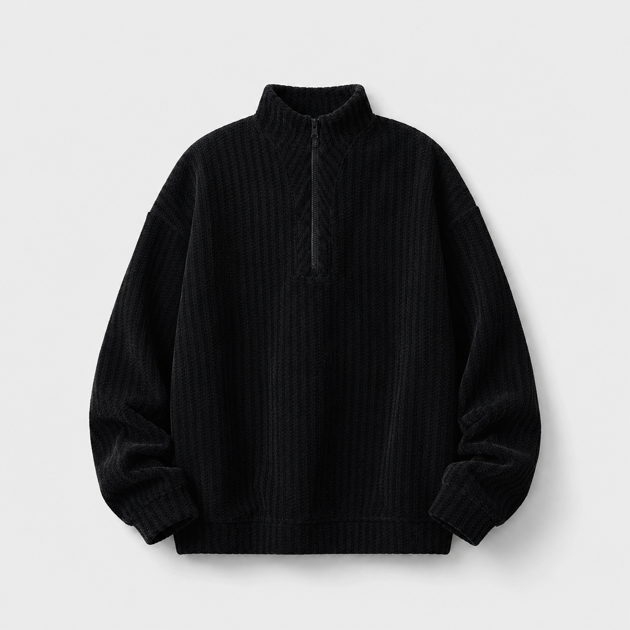 VAREN FORM Deconstructed Half-Zip Oversized Sweatshirt black product front