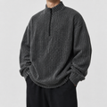 VAREN FORM Deconstructed Half-Zip Oversized Sweatshirt washed charcoal model front