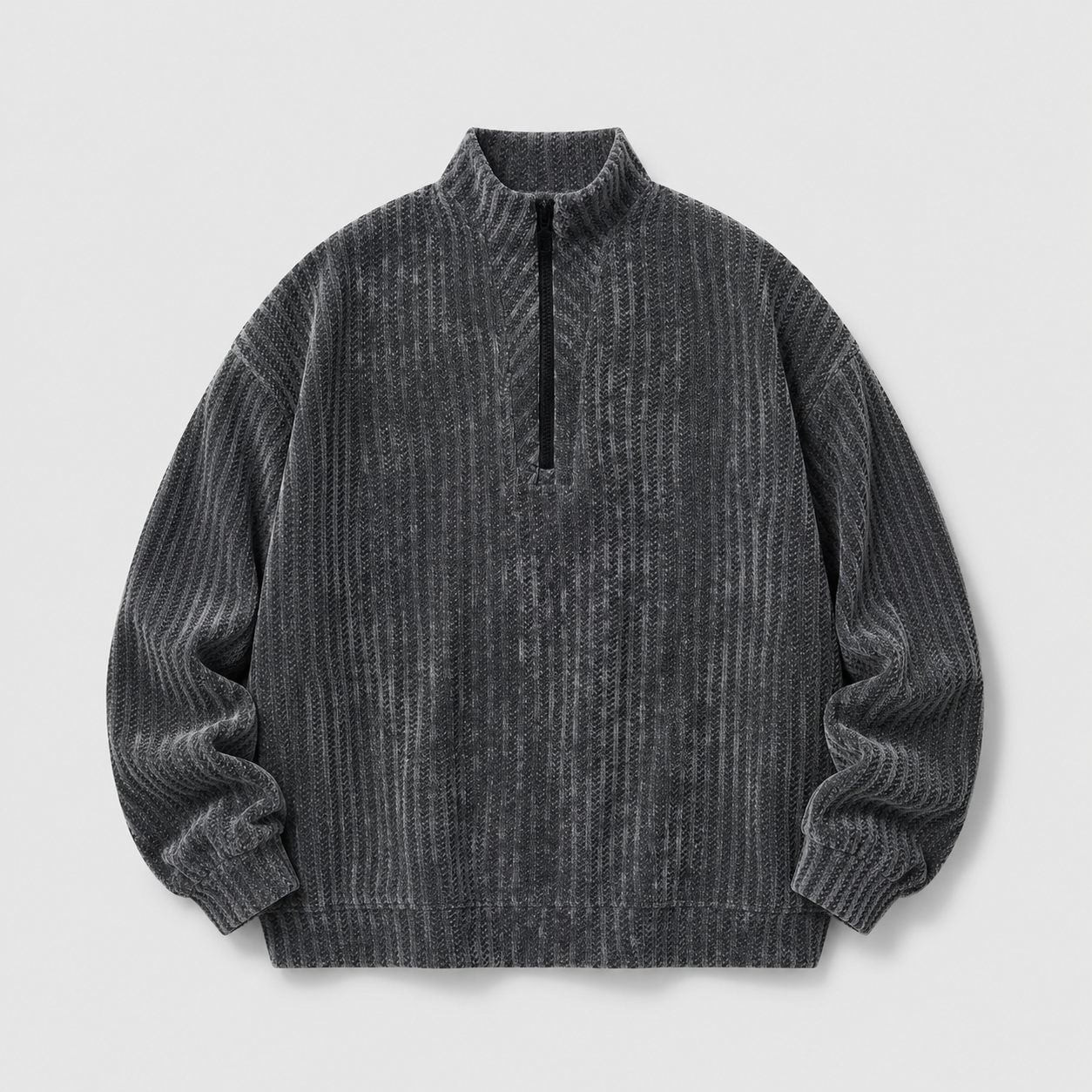 VAREN FORM Deconstructed Half-Zip Oversized Sweatshirt washed charcoal product front