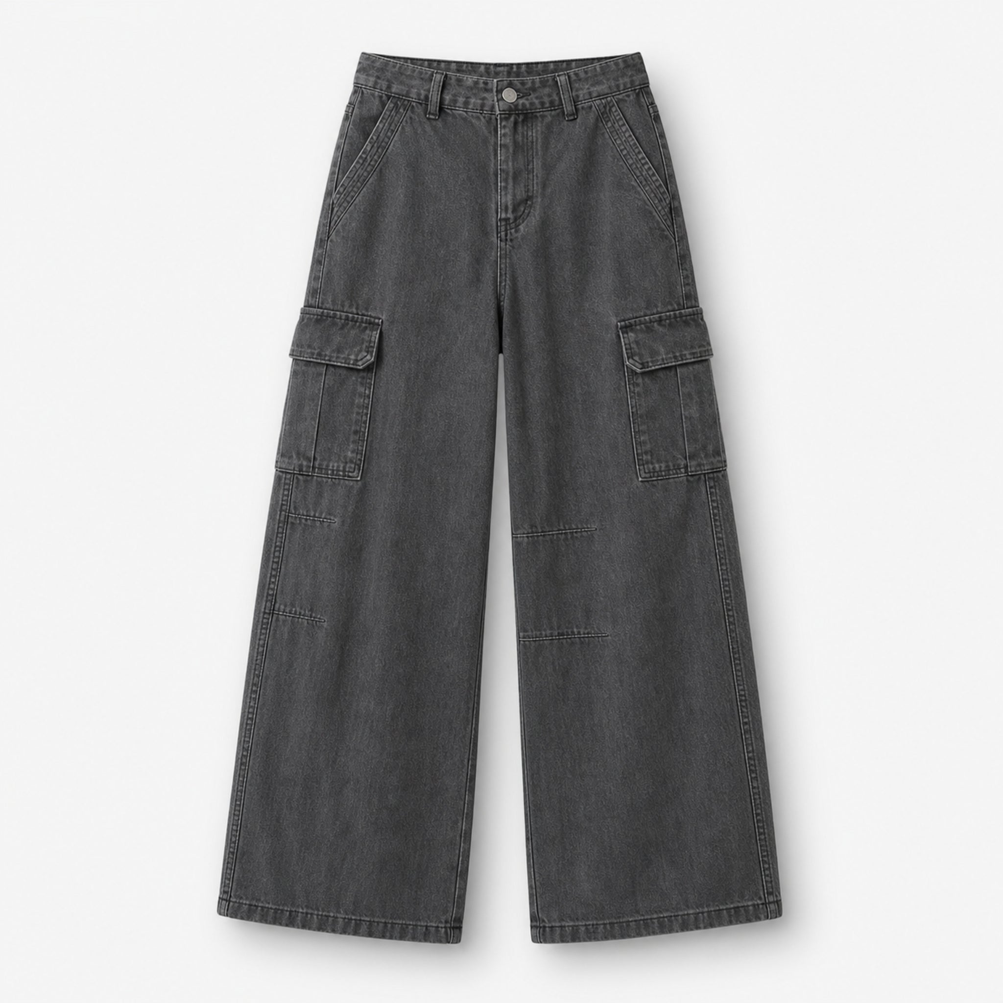 Men's Charcoal Utility Wide-Leg Jeans in Charcoal Grey, product front view