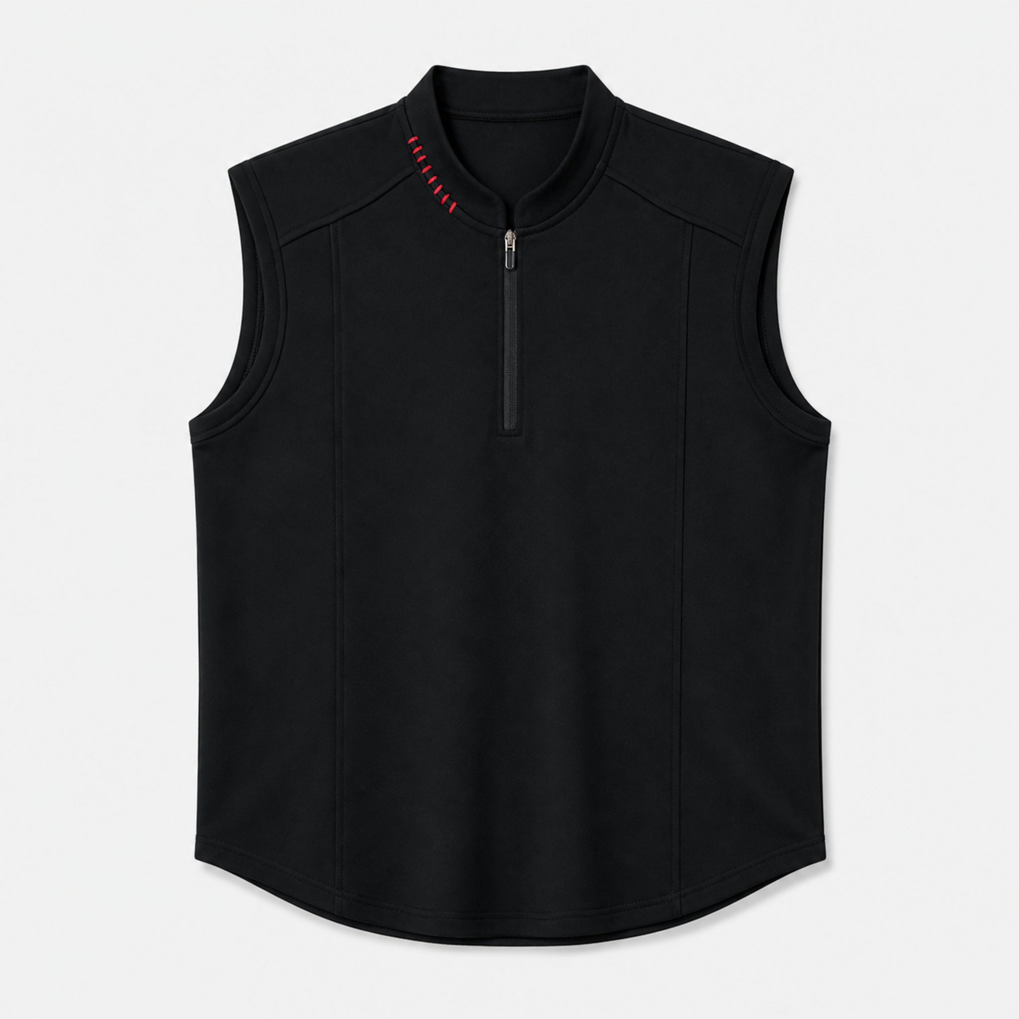 Men's Half-Zip Sleeveless Knit Top in Black, product front view