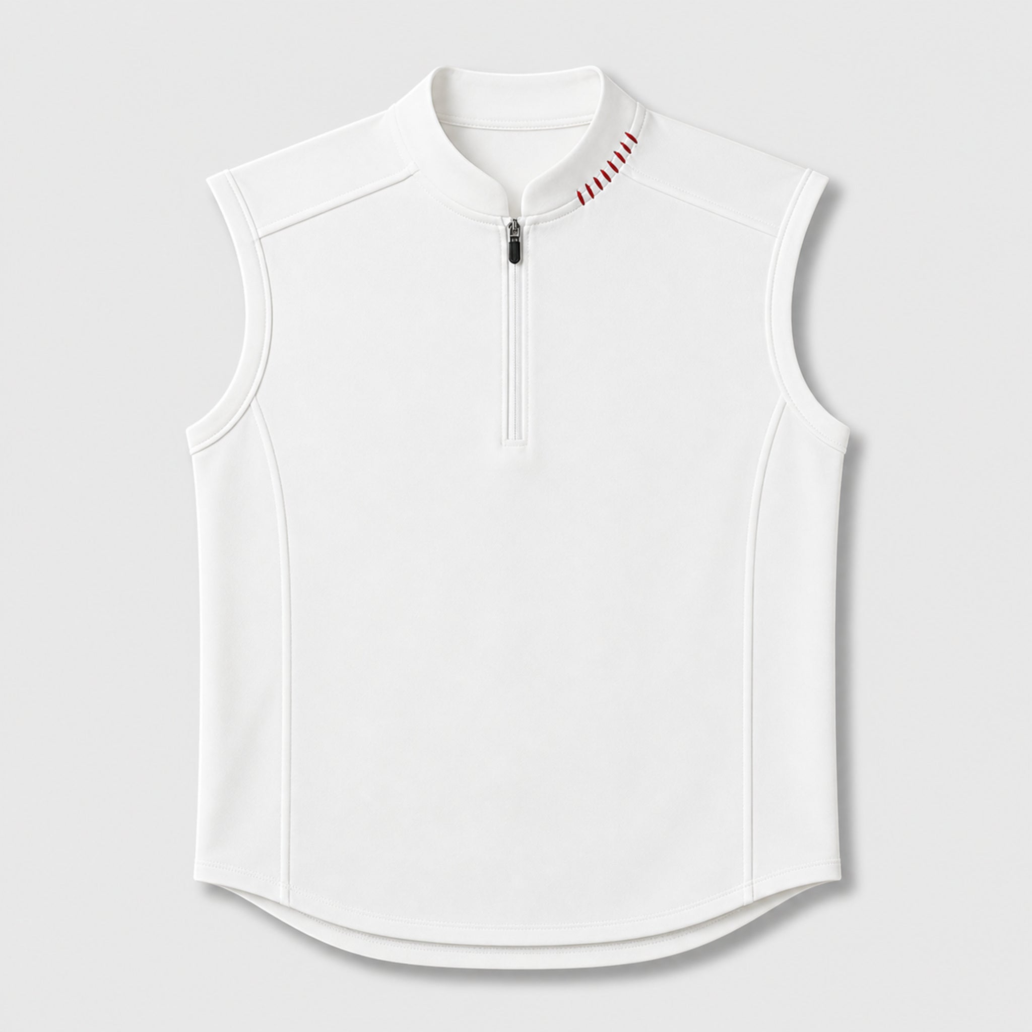 Men's Half-Zip Sleeveless Knit Top in White, product front view