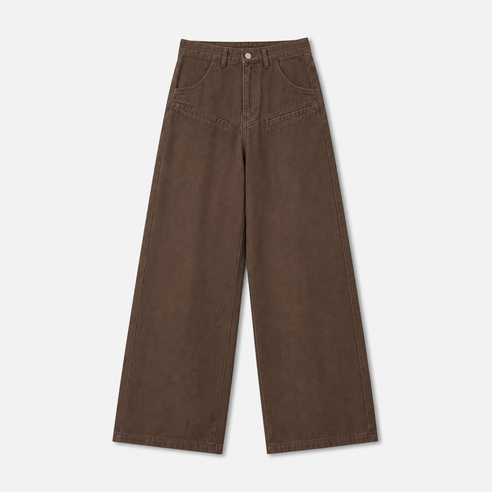 Men's Washed Wide-Leg Pants in Brown, product front view