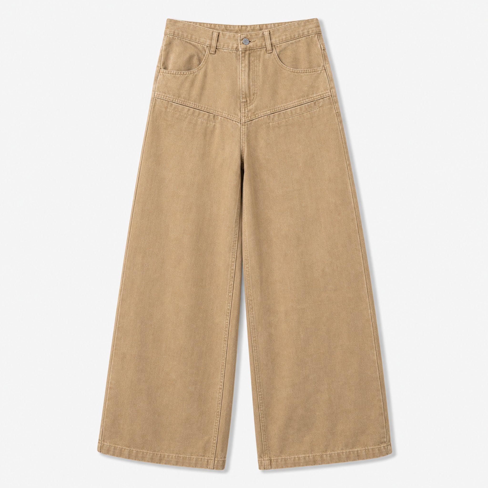 Men's Washed Wide-Leg Pants in Khaki, product front view