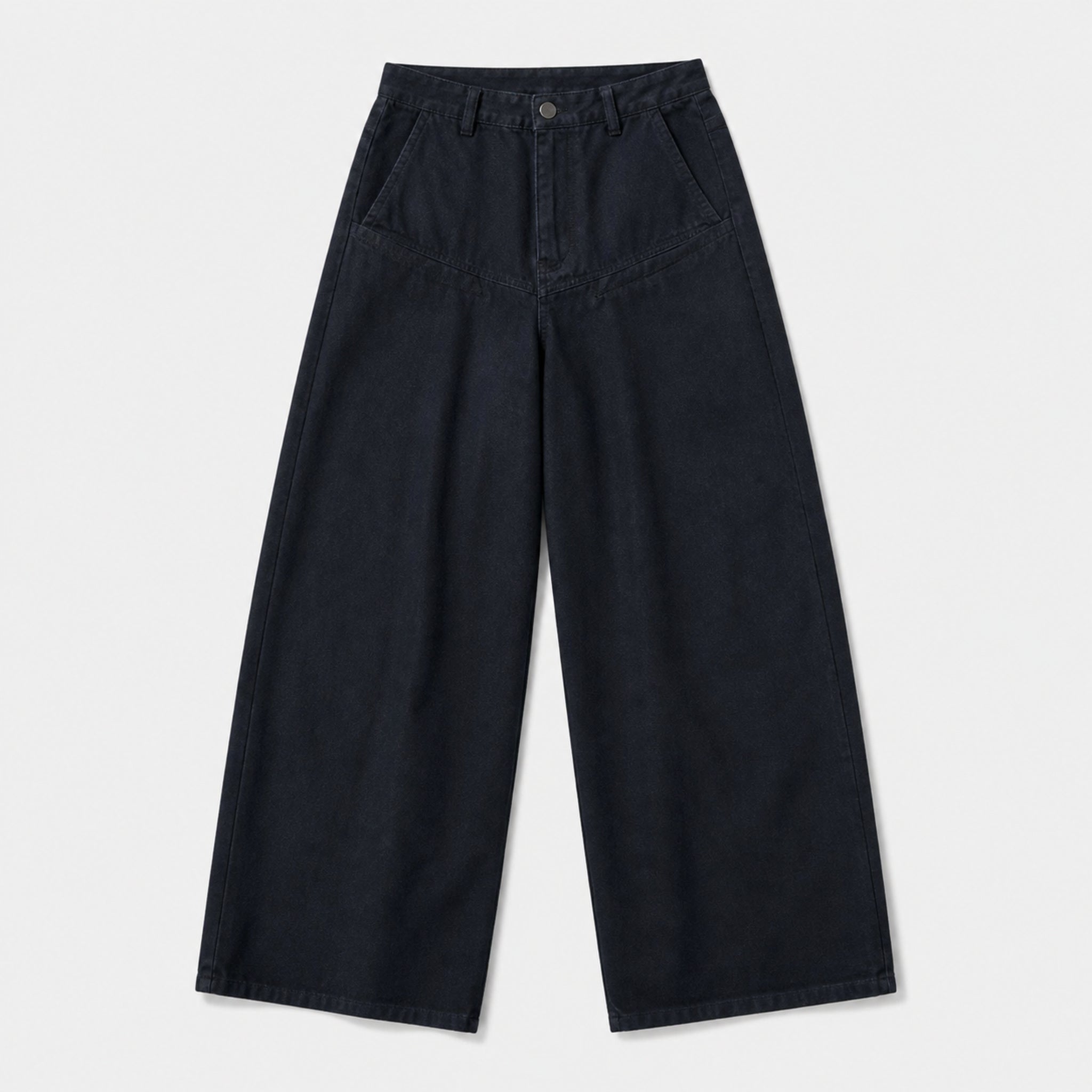 Men's Washed Wide-Leg Pants in Navy, product front view