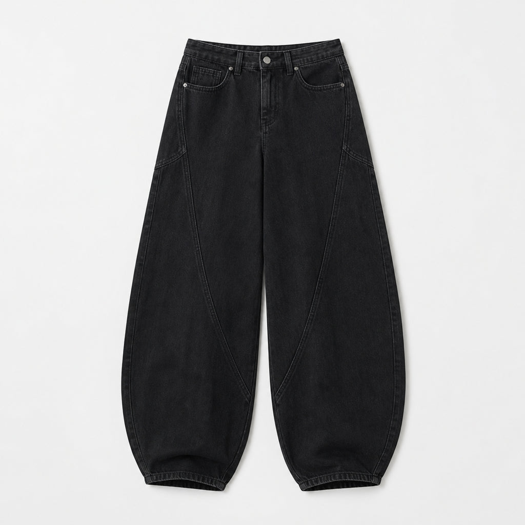 Men's Vintage Curved-Leg Jeans in Black, product front view