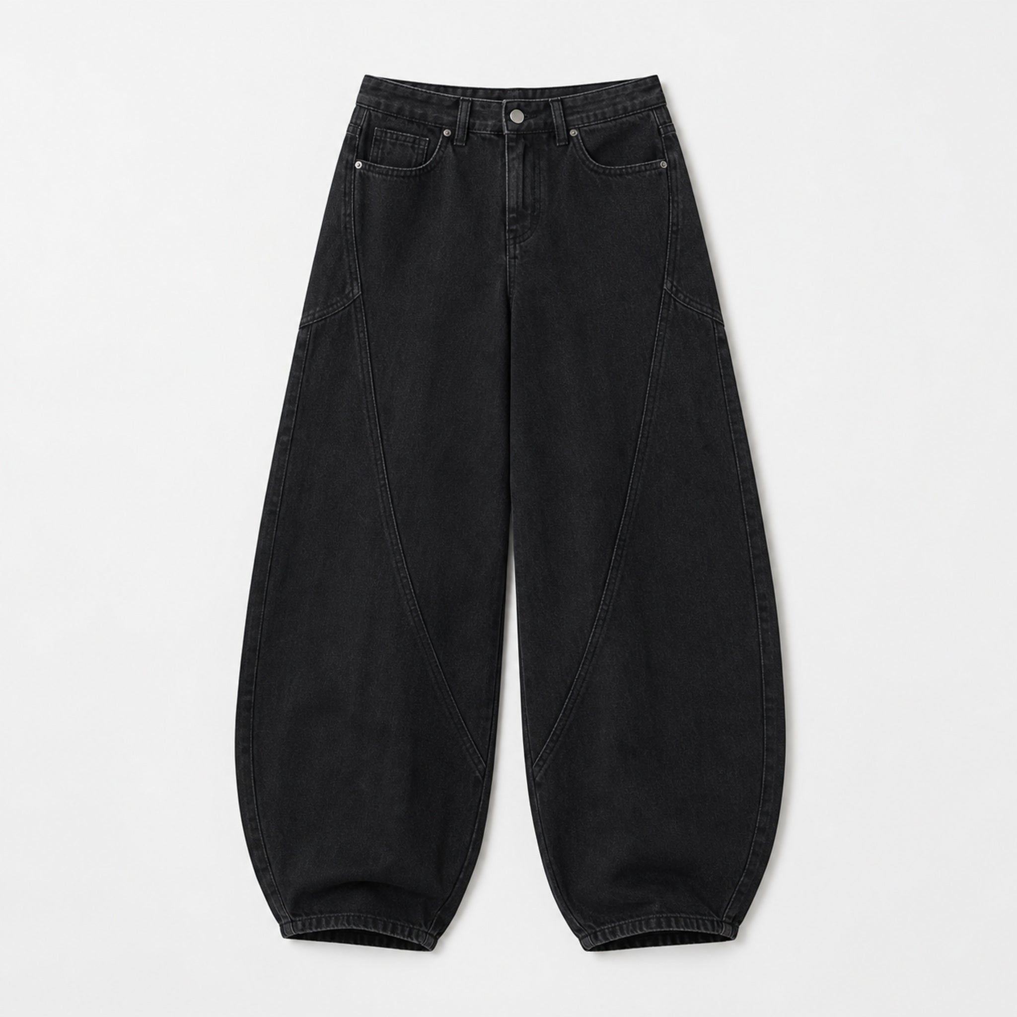 Men's Vintage Curved-Leg Jeans in Black, product front view