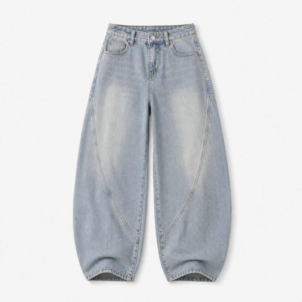 Men's Vintage Curved-Leg Jeans in Light Blue, product front view