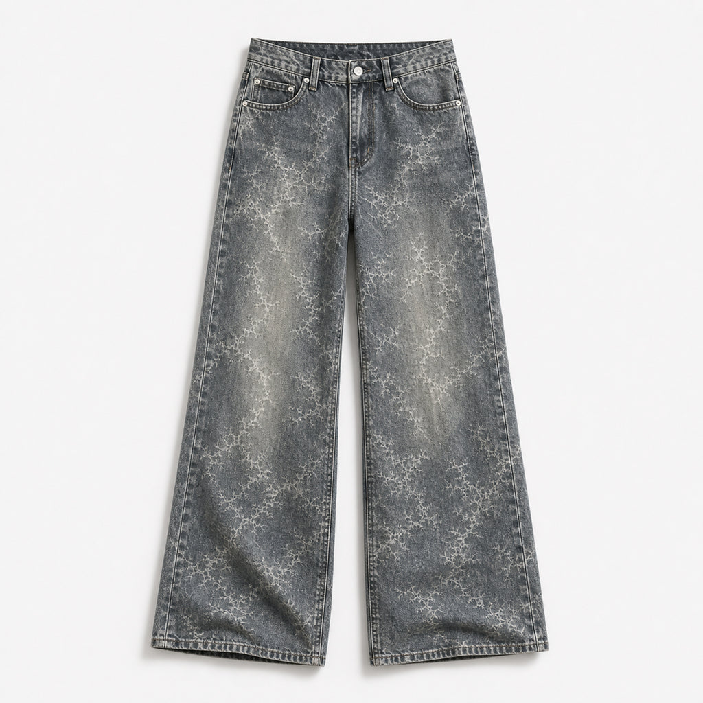 Men's Jacquard Flared Jeans in Grey, product front view