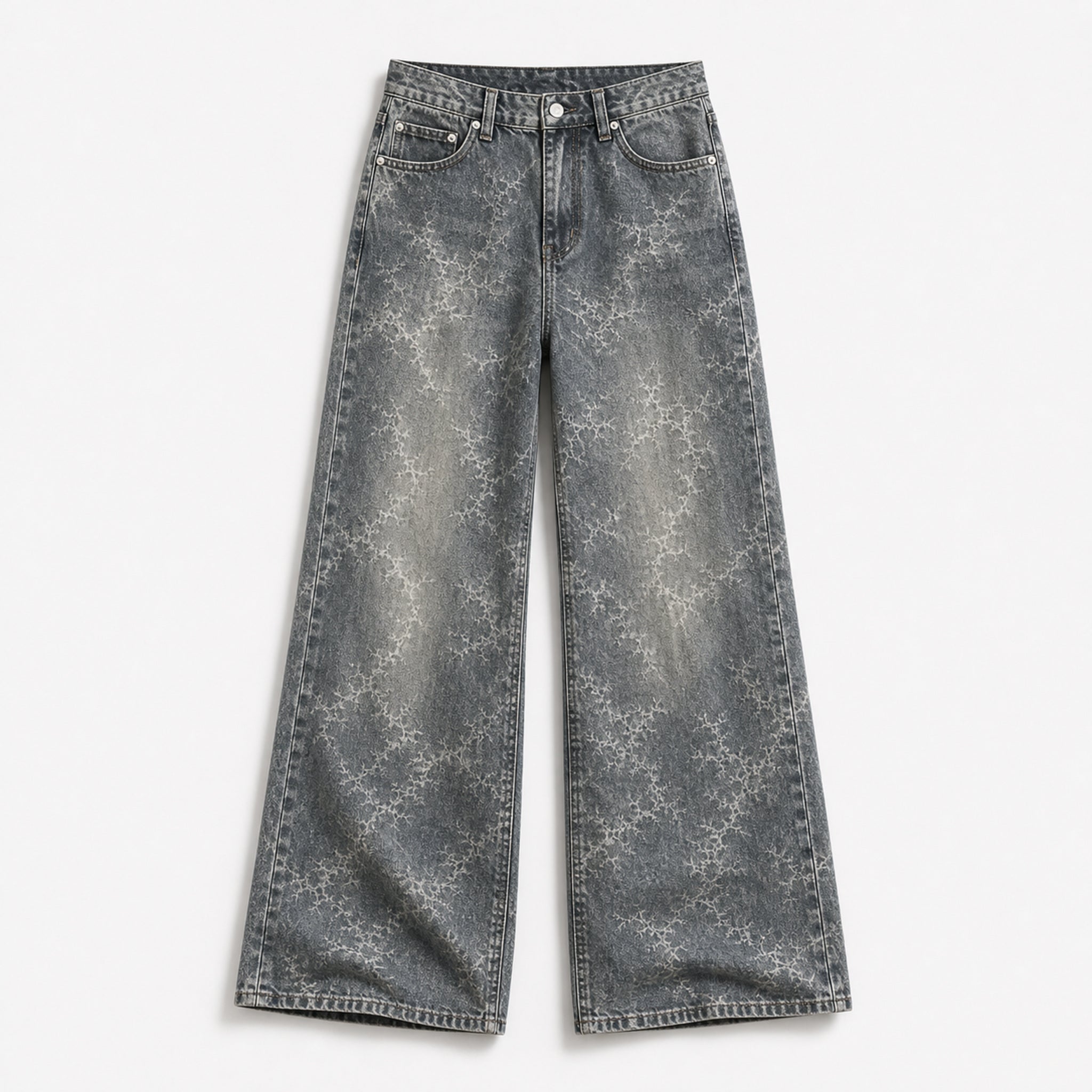 Men's Jacquard Flared Jeans in Grey, product front view