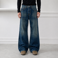 Men's Lightning Jacquard Flared Jeans in Vintage Blue, model front view