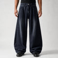 Men's Deep Indigo Curved-Leg Jeans in Deep Indigo Black, model front view