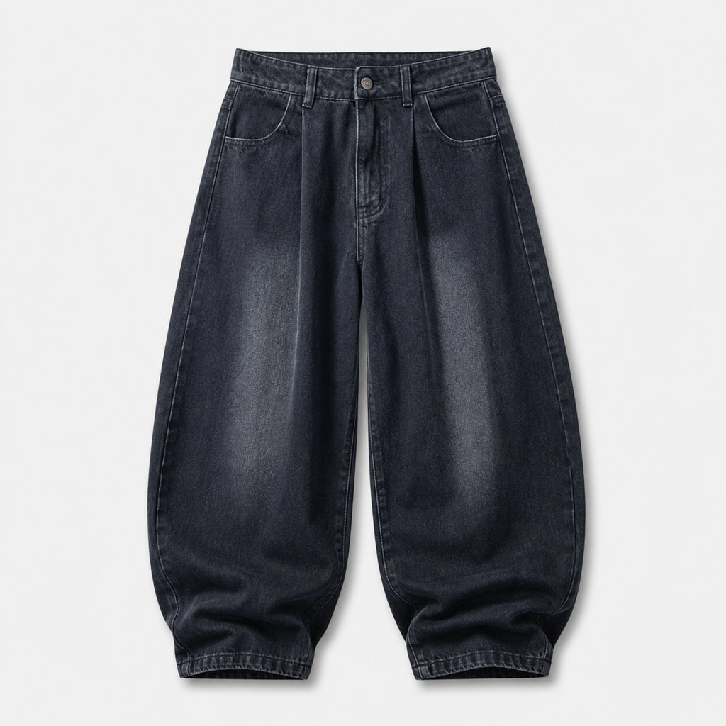 Men's Deep Indigo Curved-Leg Jeans in Deep Indigo Black, product front view