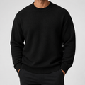 VAREN FORM Heavyweight Solid Crewneck Knit Sweater black model front