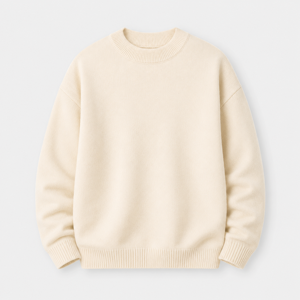 VAREN FORM Heavyweight Solid Crewneck Knit Sweater ivory product front