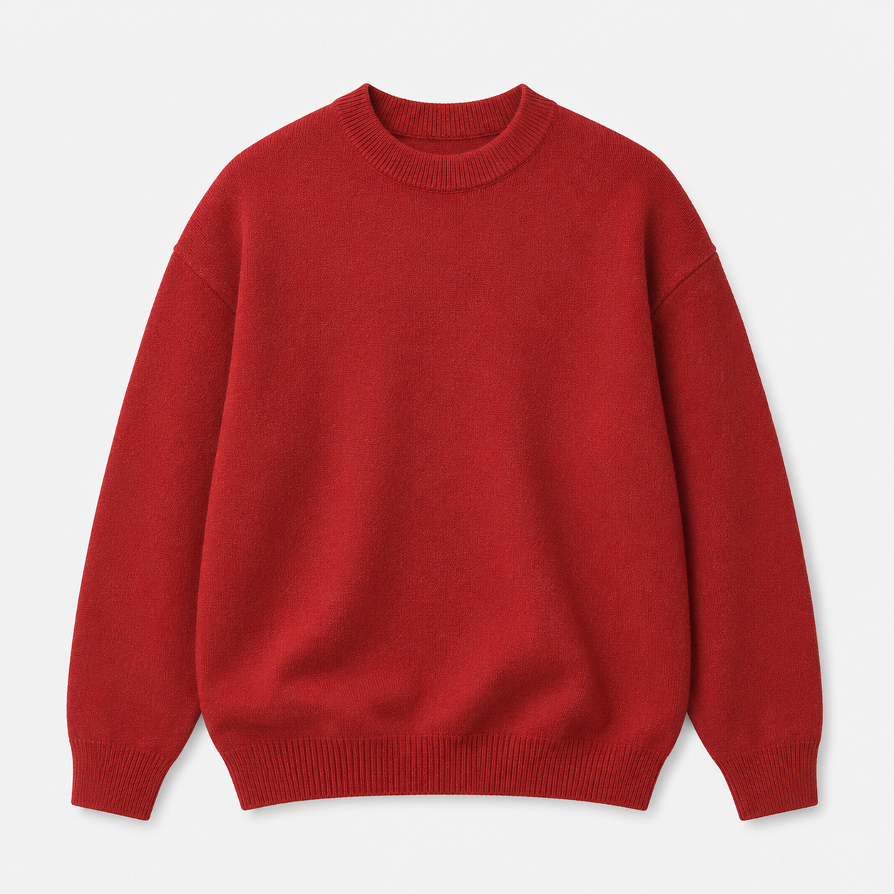 VAREN FORM Heavyweight Solid Crewneck Knit Sweater khaki brown model front