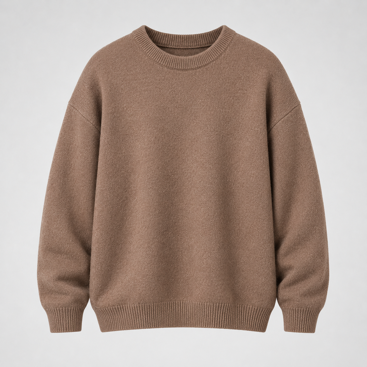 VAREN FORM Heavyweight Solid Crewneck Knit Sweater khaki brown product front
