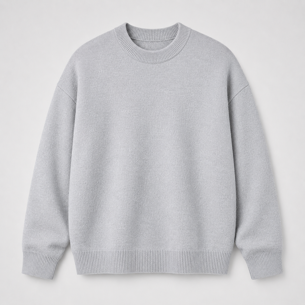 VAREN FORM Heavyweight Solid Crewneck Knit Sweater light grey product front
