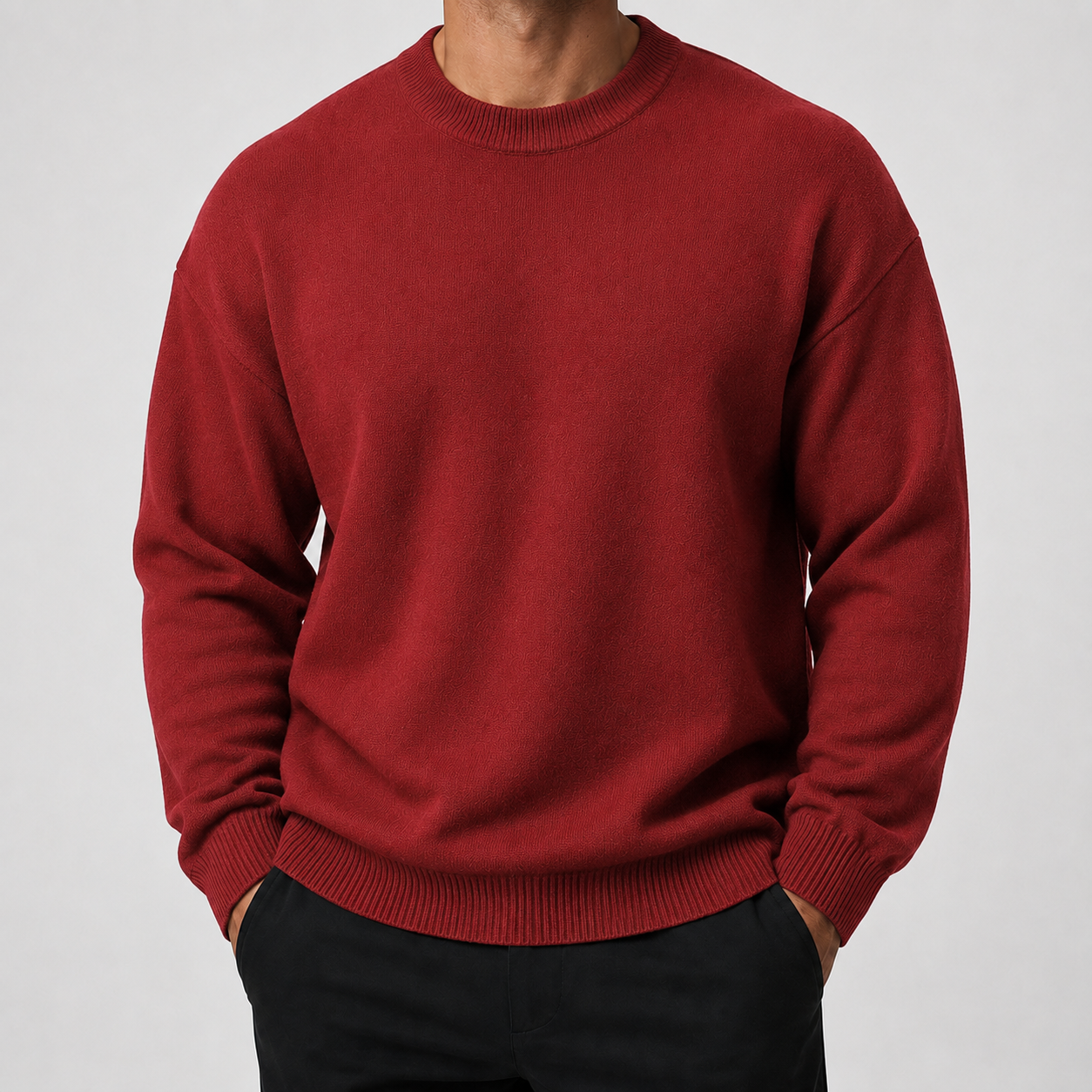 VAREN FORM Heavyweight Solid Crewneck Knit Sweater red product front