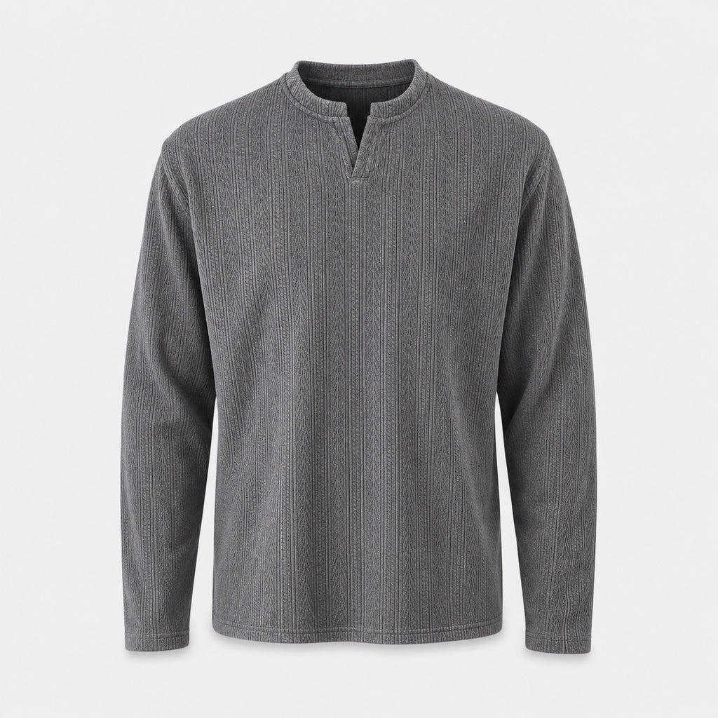 VAREN FORM Heavyweight V-Neck Pullover Sweatshirt charcoal grey product front