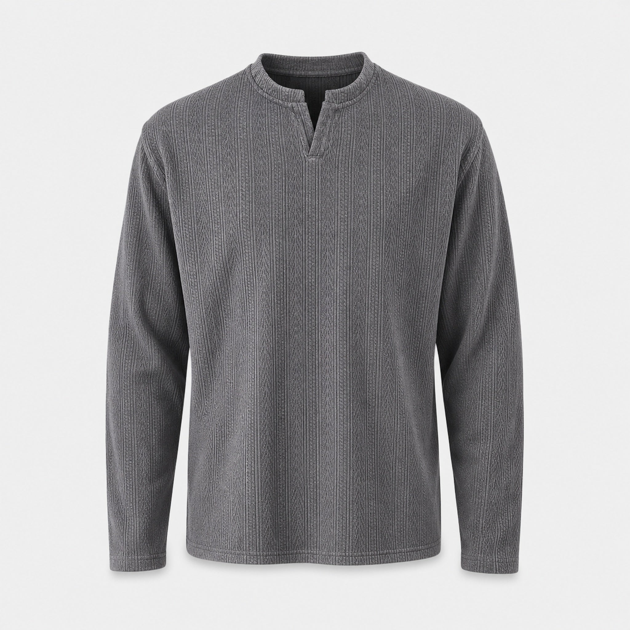 VAREN FORM Heavyweight V-Neck Pullover Sweatshirt charcoal grey product front