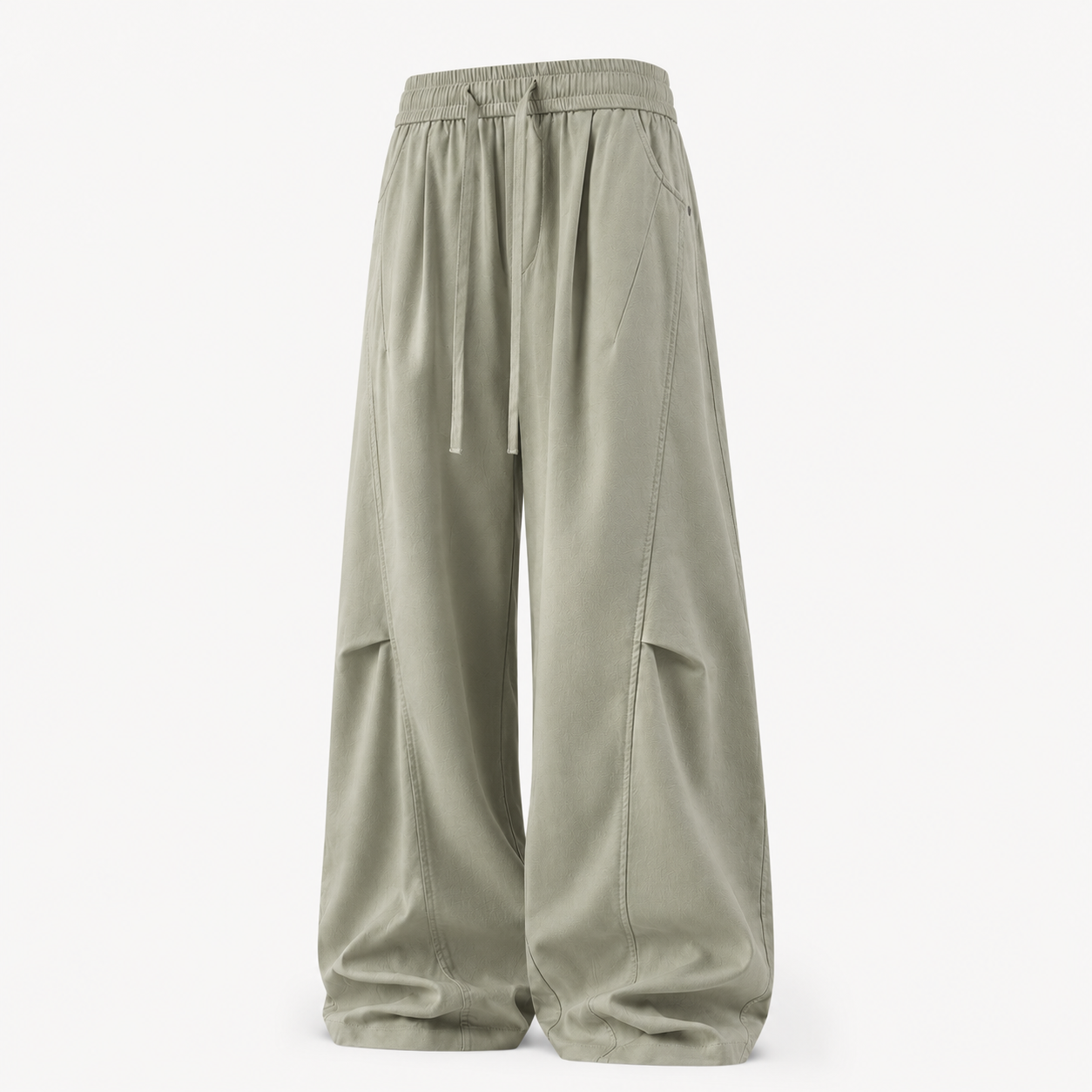 VAREN FORM Herringbone Linen Cotton Wide-Leg Pants sage green product front