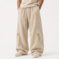 VAREN FORM Herringbone Linen Cotton Wide-Leg Pants sand beige model front