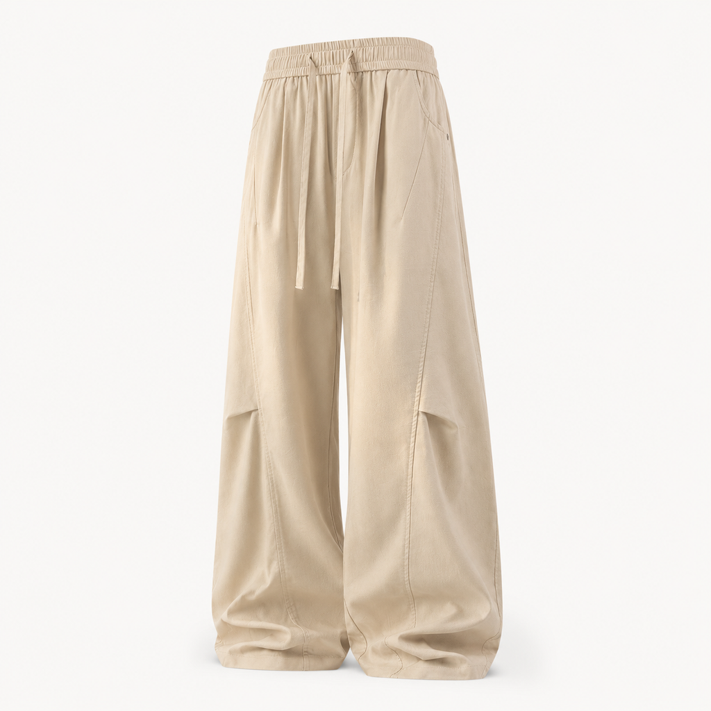 VAREN FORM Herringbone Linen Cotton Wide-Leg Pants sand beige product front