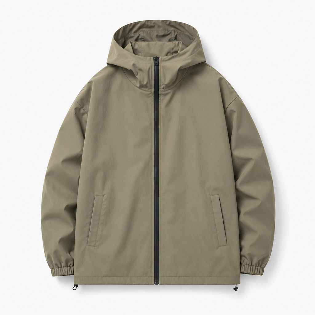 Men's Water-Resistant Cityboy Hooded Jacket in Khaki, product front view