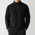 Men's Thermal Half-Zip Long Sleeve Shirt in Black, model front view