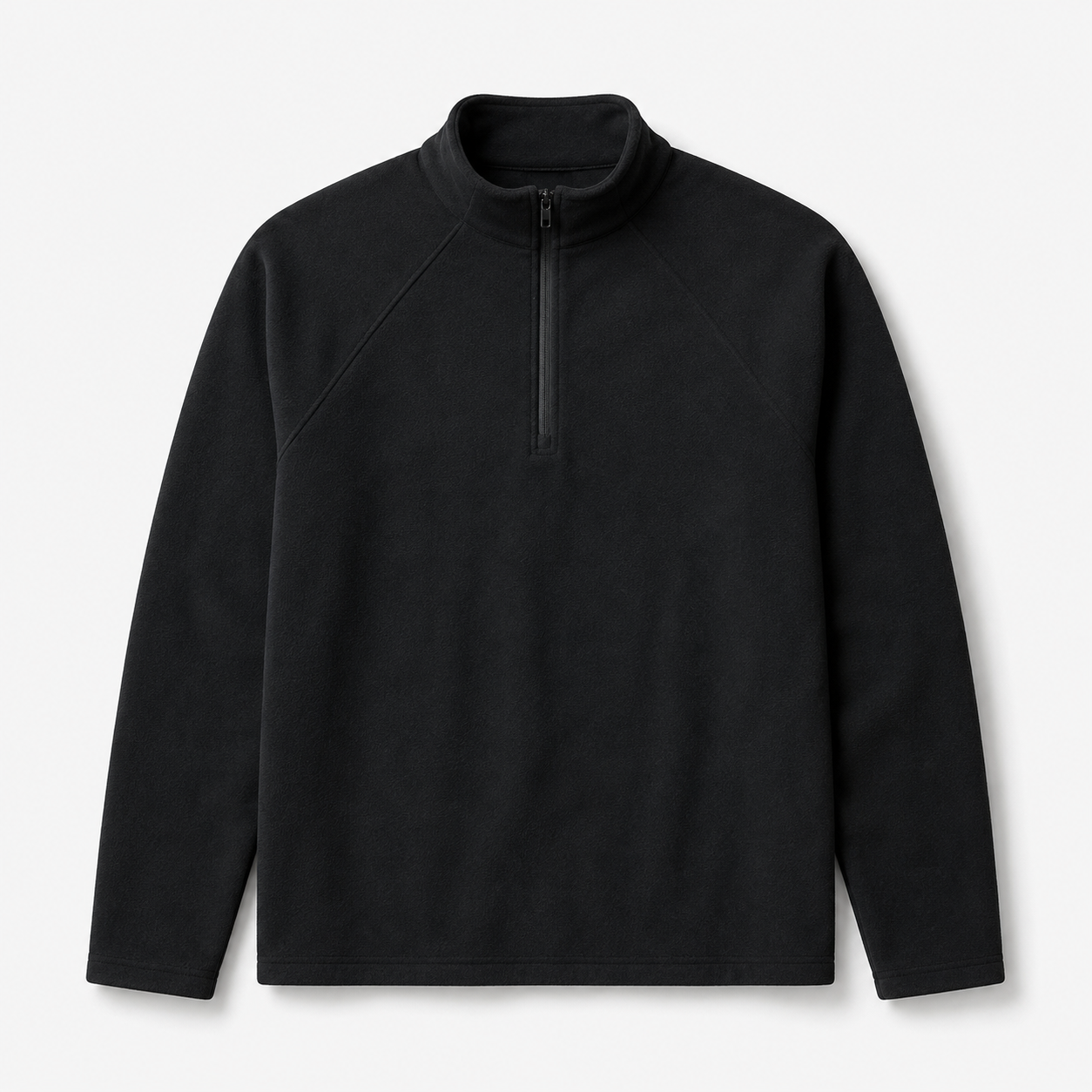 Men's Thermal Half-Zip Long Sleeve Shirt in Black, product front view