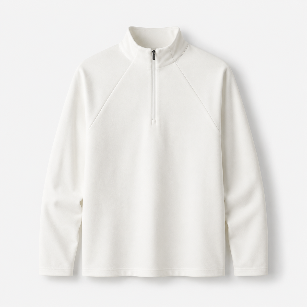 Men's Thermal Half-Zip Long Sleeve Shirt in Ivory, product front view