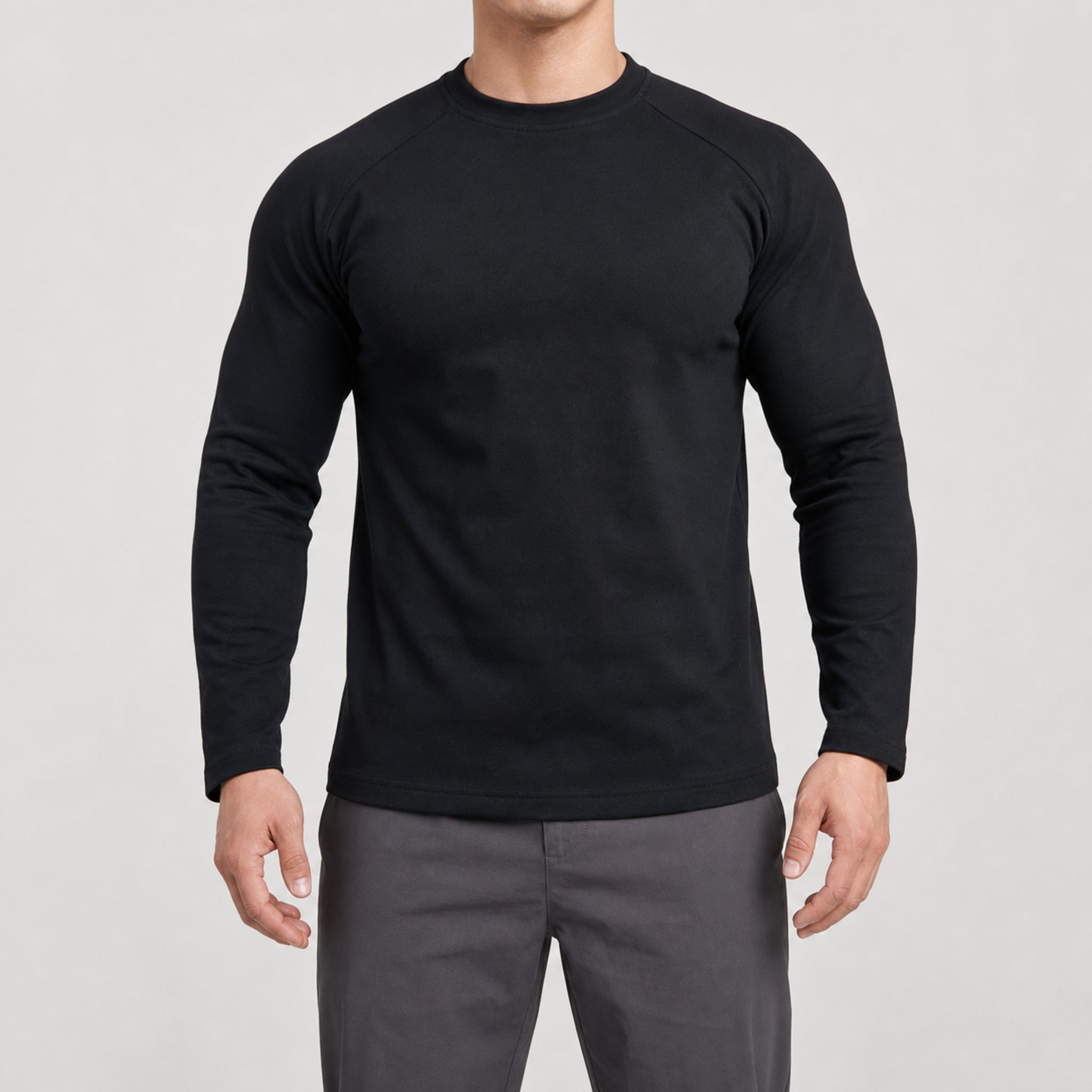 Men's 270g Heavyweight Crewneck T-Shirt in Black, model front view