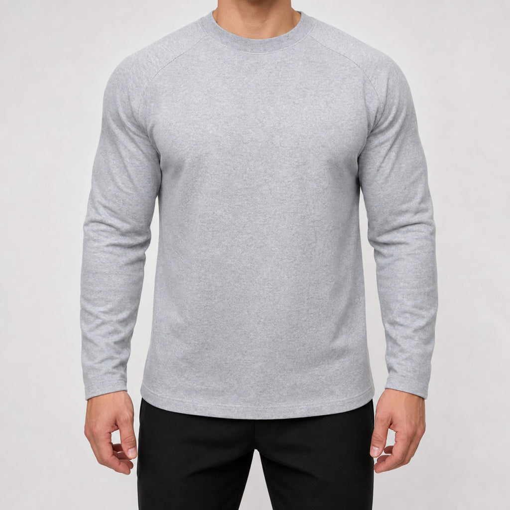 Men's 270g Heavyweight Crewneck T-Shirt in Grey, model front view