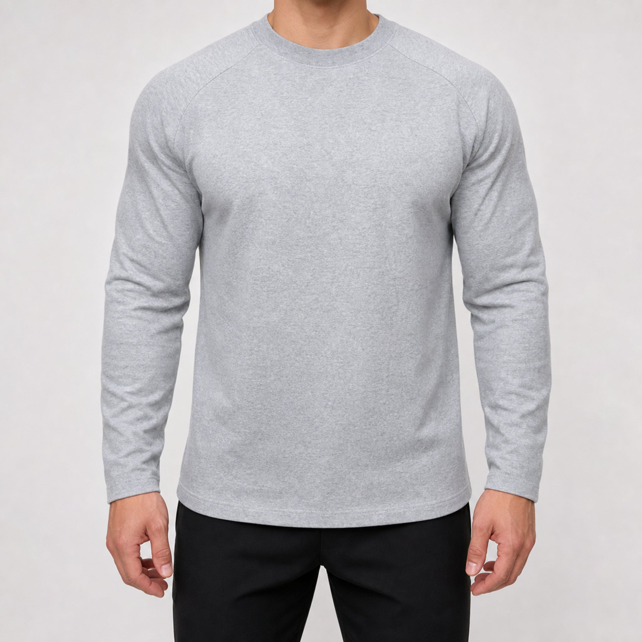 Men's 270g Heavyweight Crewneck T-Shirt in Grey, model front view