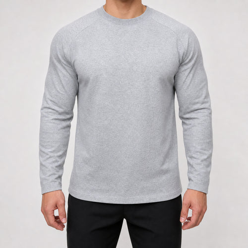 Men's 270g Heavyweight Crewneck T-Shirt in Grey, model front view