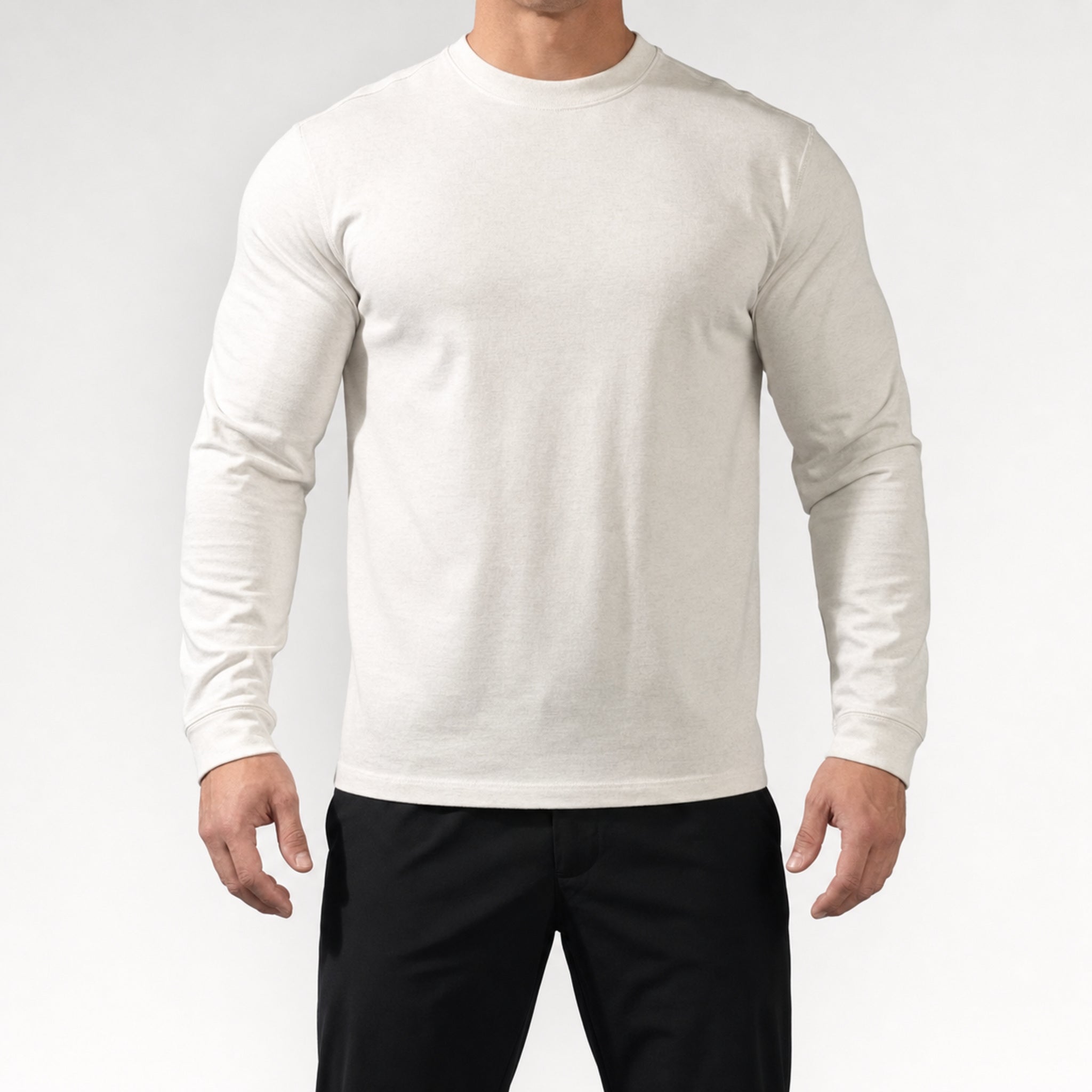 Men's 270g Heavyweight Crewneck T-Shirt in Ivory, model front view