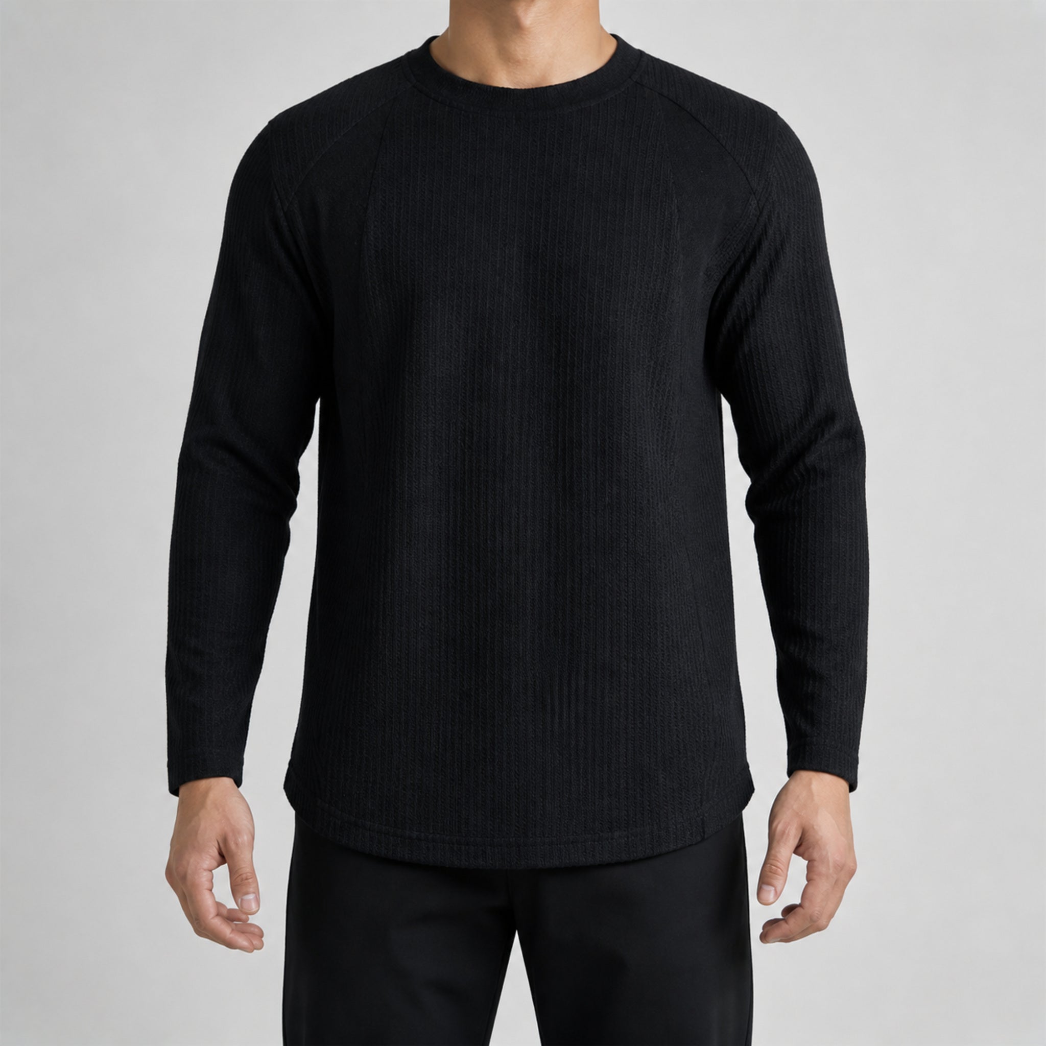 Men's Layered Colorblock Crewneck T-Shirt in Black, model front view